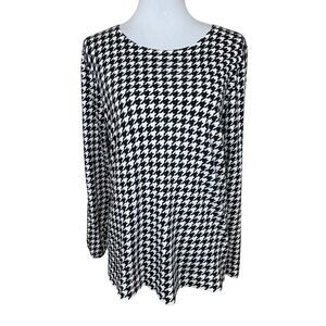J. Crew Factory Houndstooth Teddie Pullover Sweater Black and Ivory Size Medium